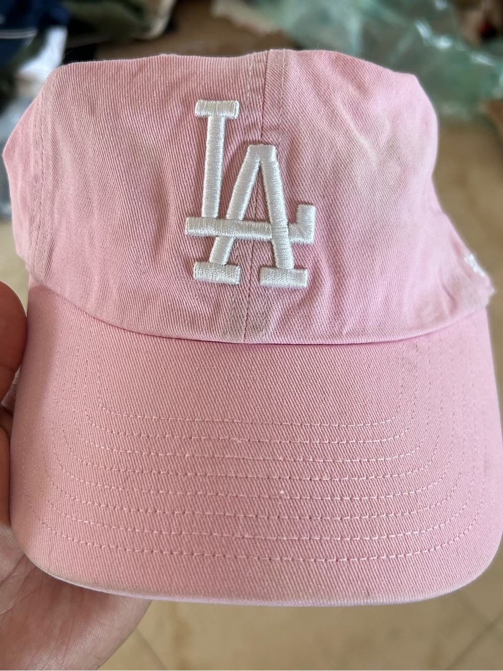 Pink LA dodgers 47’ Logo adult adjustable baseball hat Cap - White Embroidery 96